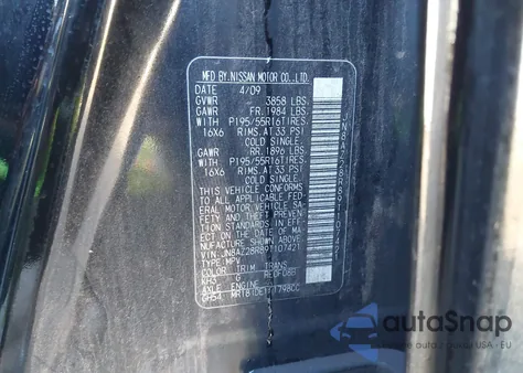 2009 Nissan Cube 1.8Sl z USA, uszkodzony, nr VIN JN8AZ28R89T107421